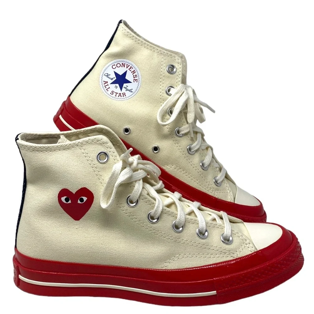 Converse Chuck 70 Comme Garcons PLAY Shoe Canvas White Red Women Sneaker A01794C